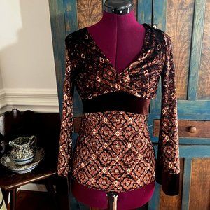 2 FOR $20 - Wet Seal BOHO Velvet Burnout Empire Waist Long Sleeve Tunic Top